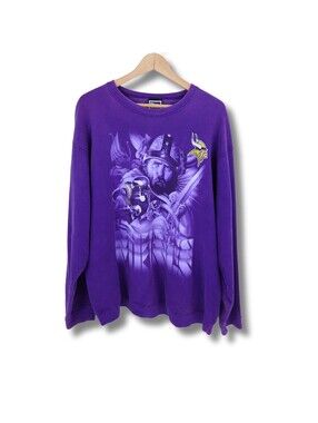 Vintage 90s Minnesota Vikings NFL Pro Player Sweatshirt Large Purple Crewneck